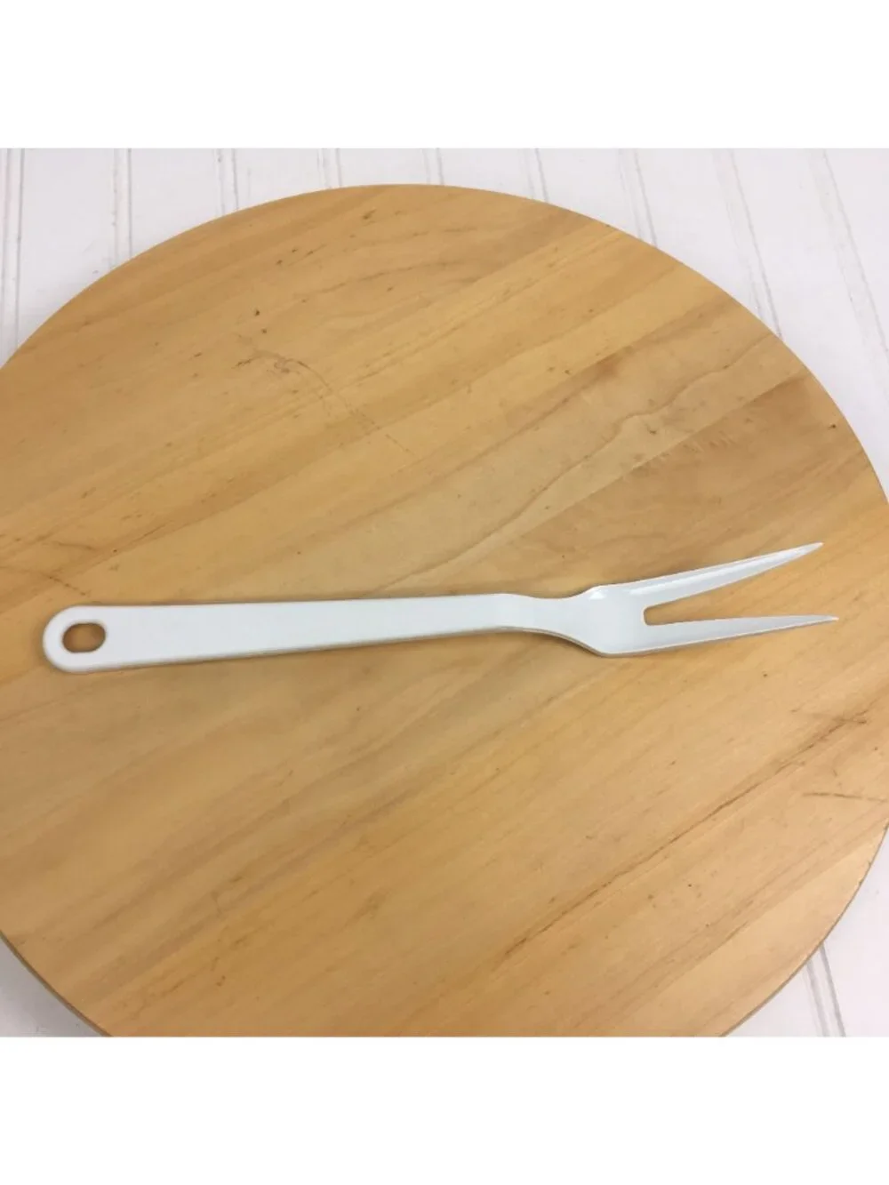 Vintage Tailor Made Products White Meat Fork Made USA Plastic Nylon